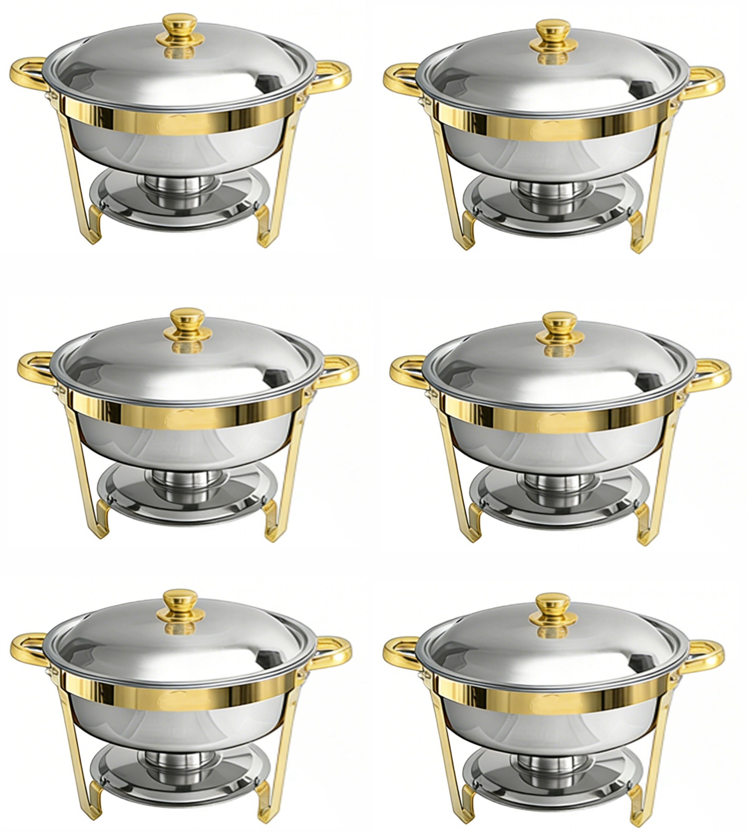 Round Buffet Catering Dish For Home and Outdoor 6 Pcs/ Sets golden